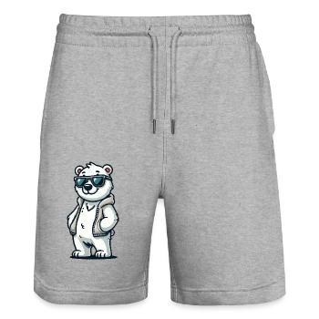 Polar Bear Comic - Stanley/Stella Trainer Unisex Organic Jogging Shorts - heather grey - Front - Nik (191cm) & Marisol (170cm)