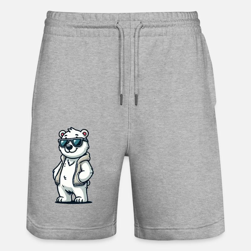 Polar Bear Comic - Stanley/Stella Trainer Unisex Organic Jogging Shorts - heather grey