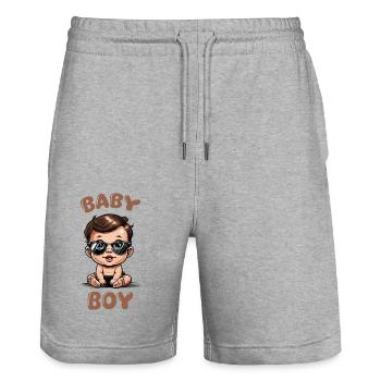 baby comic sonnenbrille - Stanley/Stella Unisex Bio Joggingshorts Trainer  - Grau meliert - Vorne - Nik (191cm) & Marisol (170cm)