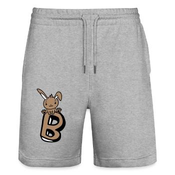 Hase Buchstabe B wie Bunny Groß Alphabet Lernen - Stanley/Stella Unisex Bio Joggingshorts Trainer  - Grau meliert - Vorne - Nik (191cm) & Marisol (170cm)