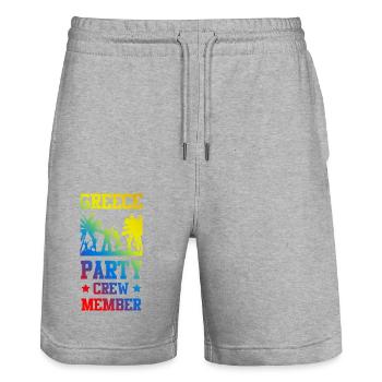 Greece Party Crew - Stanley/Stella Trainer Unisex Organic Jogging Shorts - heather grey - Front - Nik (191cm) & Marisol (170cm)
