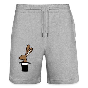 Lapin Chapeau Haut de forme Sorcier Lapin Sorcier Mignon - Short de jogging bio TRAINER Stanley/Stella unisexe - gris chiné - Devant - Nik (191cm) & Marisol (170cm)