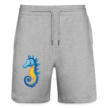 blue seahorse - Stanley/Stella Trainer Unisex Organic Jogging Shorts - heather grey - Front - Nik (191cm) & Marisol (170cm)