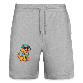 Cooler Hund – Süßer Cartoon mit Stil - Stanley/Stella Unisex Bio Joggingshorts Trainer  - Grau meliert - Vorne - Nik (191cm) & Marisol (170cm)