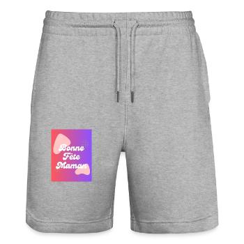 MAMAN,FÊTE DES MÈRES,BONNE FÊTE MAMAN - Short de jogging bio TRAINER Stanley/Stella unisexe - gris chiné - Devant - Nik (191cm) & Marisol (170cm)