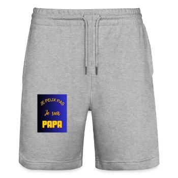ICH KANN NICHT, ICH BIN EIN VATER - Stanley/Stella Unisex Bio Joggingshorts Trainer  - Grau meliert - Vorne - Nik (191cm) & Marisol (170cm)