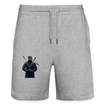 Ninja with swords - Stanley/Stella Trainer Unisex Organic Jogging Shorts - heather grey - Front - Nik (191cm) & Marisol (170cm)