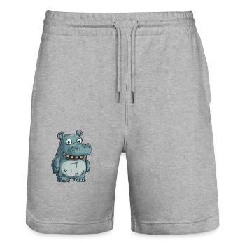 Hippopotamus Halloween Zombie - Stanley/Stella Trainer Unisex Organic Jogging Shorts - heather grey - Front - Nik (191cm) & Marisol (170cm)