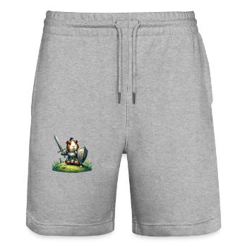 Knight Guinea Pig Tiny Castle Defender - Stanley/Stella Unisex Bio Joggingshorts Trainer  - Grau meliert - Vorne - Nik (191cm) & Marisol (170cm)