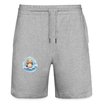 Niedlicher Otter für Kinder Tier im Wasser - Stanley/Stella Unisex Bio Joggingshorts Trainer  - Grau meliert - Vorne - Nik (191cm) & Marisol (170cm)