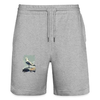 Vintage Seemöwe Nautischer Vogel - Stanley/Stella Unisex Bio Joggingshorts Trainer  - Grau meliert - Vorne - Nik (191cm) & Marisol (170cm)