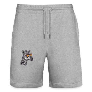 Lustiges Zebra mit Sonnenbrille Retro Stil für - Stanley/Stella Unisex Bio Joggingshorts Trainer  - Grau meliert - Vorne - Nik (191cm) & Marisol (170cm)