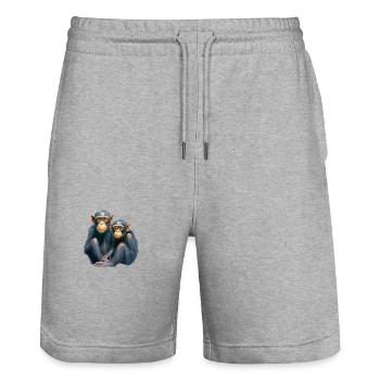 Niedlicher Affe für Kinder für Kinder - Stanley/Stella Unisex Bio Joggingshorts Trainer  - Grau meliert - Vorne - Nik (191cm) & Marisol (170cm)