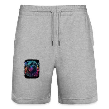 Majestätische Cane Corso Porträts Kunst - Stanley/Stella Unisex Bio Joggingshorts Trainer  - Grau meliert - Vorne - Nik (191cm) & Marisol (170cm)