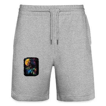 Vintage Wald Indianer Natur Wildnis - Stanley/Stella Unisex Bio Joggingshorts Trainer  - Grau meliert - Vorne - Nik (191cm) & Marisol (170cm)