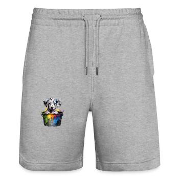 Dalmatiner Niedlicher Hund Farbeimer - Stanley/Stella Unisex Bio Joggingshorts Trainer  - Grau meliert - Vorne - Nik (191cm) & Marisol (170cm)