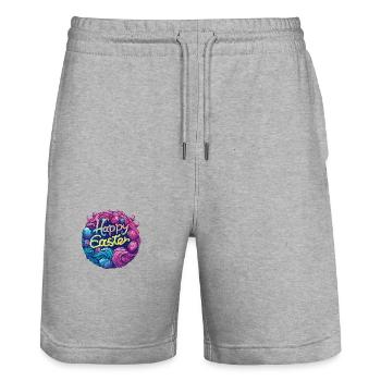 Frohe Ostern Bunte Eierjagd Osterkorb für Kinder - Stanley/Stella Unisex Bio Joggingshorts Trainer  - Grau meliert - Vorne - Nik (191cm) & Marisol (170cm)