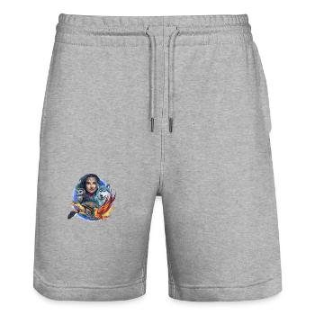 Wildlife Stamm Wolf Eule Schildkröte Frau für - Stanley/Stella Unisex Bio Joggingshorts Trainer  - Grau meliert - Vorne - Nik (191cm) & Marisol (170cm)