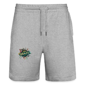 Brasilien Stadtbild mit künstlerischem Skyline - Stanley/Stella Unisex Bio Joggingshorts Trainer  - Grau meliert - Vorne - Nik (191cm) & Marisol (170cm)