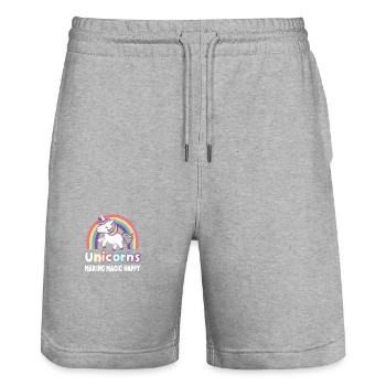 Kinder Einhorn Regenbogen Magisches Einhorn für - Stanley/Stella Unisex Bio Joggingshorts Trainer  - Grau meliert - Vorne - Nik (191cm) & Marisol (170cm)