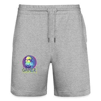 Jeu vidéo Gaming Budgie Gamer Bird - Short de jogging bio TRAINER Stanley/Stella unisexe - gris chiné - Devant - Nik (191cm) & Marisol (170cm)