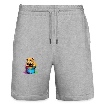 Chow Chow Hund Chinesische Hunderasse - Stanley/Stella Unisex Bio Joggingshorts Trainer  - Grau meliert - Vorne - Nik (191cm) & Marisol (170cm)
