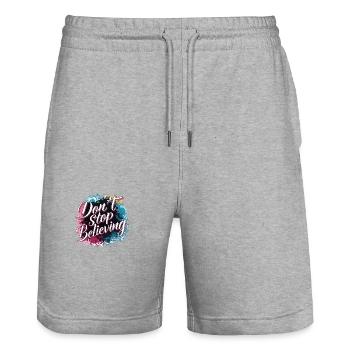Don't Stop Believing Bunte Spritzer Motivierend - Stanley/Stella Unisex Bio Joggingshorts Trainer  - Grau meliert - Vorne - Nik (191cm) & Marisol (170cm)