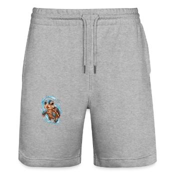 Schildkröte für Kinder für - Stanley/Stella Unisex Bio Joggingshorts Trainer  - Grau meliert - Vorne - Nik (191cm) & Marisol (170cm)