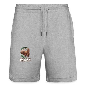 Lustiges Faultier Relax für Kinder - Stanley/Stella Unisex Bio Joggingshorts Trainer  - Grau meliert - Vorne - Nik (191cm) & Marisol (170cm)