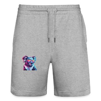 Streetart Funky Koala Urban Rap Street - Stanley/Stella Unisex Bio Joggingshorts Trainer  - Grau meliert - Vorne - Nik (191cm) & Marisol (170cm)