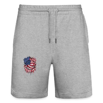 Volleyball USA Amerika - Stanley/Stella Unisex Bio Joggingshorts Trainer  - Grau meliert - Vorne - Nik (191cm) & Marisol (170cm)