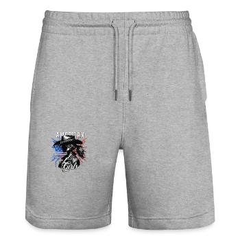 Patriotisches Amerikanisches Mädchen USA für - Stanley/Stella Unisex Bio Joggingshorts Trainer  - Grau meliert - Vorne - Nik (191cm) & Marisol (170cm)