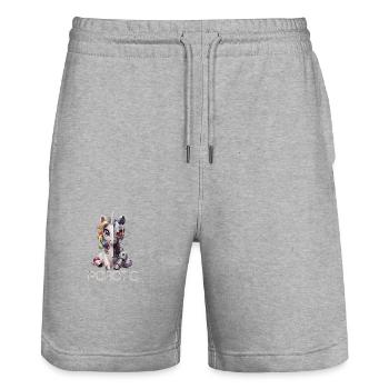 Lustiges Einhorn Roboter Robotic Kuscheln Cyborg - Stanley/Stella Unisex Bio Joggingshorts Trainer  - Grau meliert - Vorne - Nik (191cm) & Marisol (170cm)