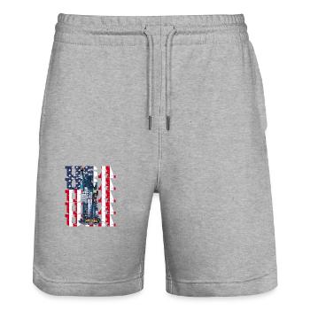 New York City Skyline - Stanley/Stella Unisex Bio Joggingshorts Trainer  - Grau meliert - Vorne - Nik (191cm) & Marisol (170cm)