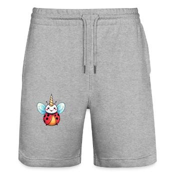 Einhornmarienkäfer - Stanley/Stella Unisex Bio Joggingshorts Trainer  - Grau meliert - Vorne - Nik (191cm) & Marisol (170cm)