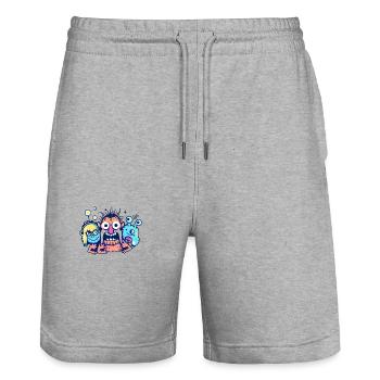 Freunde - Stanley/Stella Unisex Bio Joggingshorts Trainer  - Grau meliert - Vorne - Nik (191cm) & Marisol (170cm)