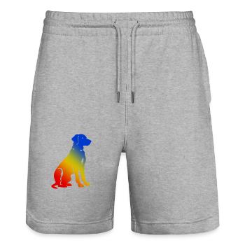 Dackel DachsHund Bunt Hund Bunt - Stanley/Stella Unisex Bio Joggingshorts Trainer  - Grau meliert - Vorne - Nik (191cm) & Marisol (170cm)