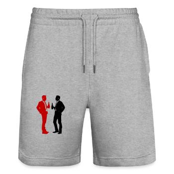 Bachelor Party Party Crew - Stanley/Stella Trainer Unisex Organic Jogging Shorts - heather grey - Front - Nik (191cm) & Marisol (170cm)