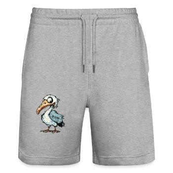 Pélican Oiseau Halloween Bande Dessinée Drôle - Short de jogging bio TRAINER Stanley/Stella unisexe - gris chiné - Devant - Nik (191cm) & Marisol (170cm)
