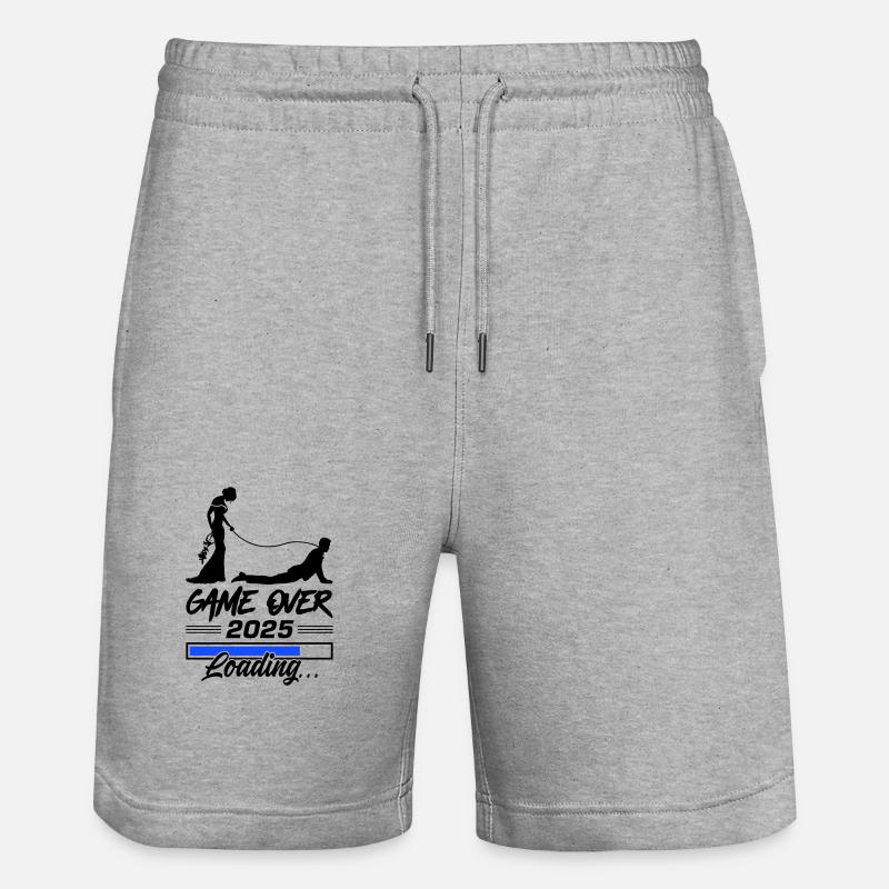 Wedding Loading 2025 Game Over - Stanley/Stella Trainer Unisex Organic Jogging Shorts - heather grey