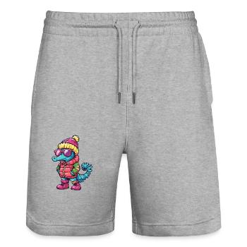 Hippocampe Bande dessinée cool - Short de jogging bio TRAINER Stanley/Stella unisexe - gris chiné - Devant - Nik (191cm) & Marisol (170cm)