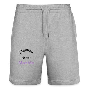 MARIEE. EVJF - Short de jogging bio TRAINER Stanley/Stella unisexe - gris chiné - Devant - Nik (191cm) & Marisol (170cm)