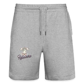 Niedliches Rabbicorn Einhorn Ostern für Kinder - Stanley/Stella Unisex Bio Joggingshorts Trainer  - Grau meliert - Vorne - Nik (191cm) & Marisol (170cm)