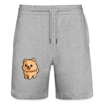 Chien de Poméranie Bande Dessinée Bébé Loulou de Poméranie - Short de jogging bio TRAINER Stanley/Stella unisexe - gris chiné - Devant - Nik (191cm) & Marisol (170cm)