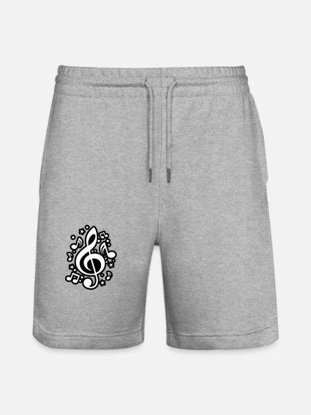 Musical Notes clef symbol musician - Stanley/Stella Trainer Unisex Organic Jogging Shorts - heather grey