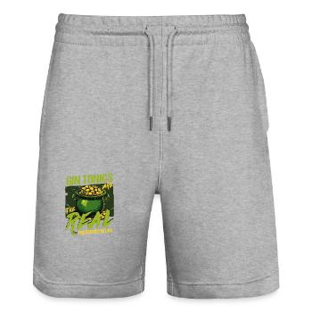 St Patricks Day: Gin Tonics Are The Real Treasures - Stanley/Stella Trainer Unisex Organic Jogging Shorts - heather grey - Front - Nik (191cm) & Marisol (170cm)