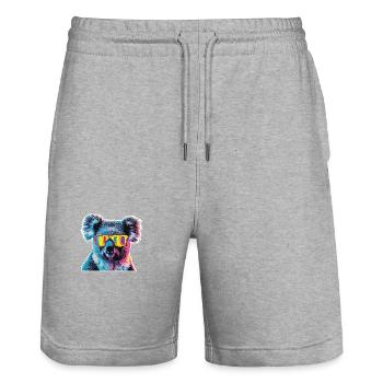 Streetart Funky Koala Urban Rap Street - Stanley/Stella Unisex Bio Joggingshorts Trainer  - Grau meliert - Vorne - Nik (191cm) & Marisol (170cm)