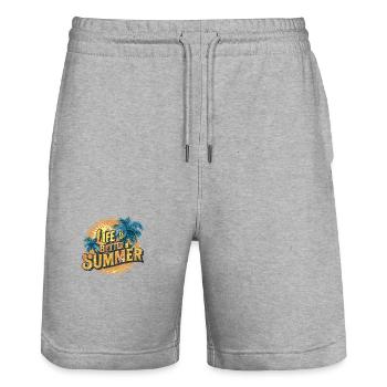 Hello Summer It's Been A Long Time für einen - Stanley/Stella Unisex Bio Joggingshorts Trainer  - Grau meliert - Vorne - Nik (191cm) & Marisol (170cm)