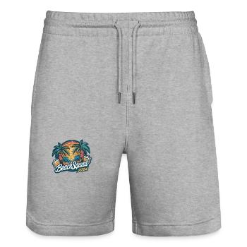 Beach Squad 2024 Tropischer Sonnenuntergang - Stanley/Stella Unisex Bio Joggingshorts Trainer  - Grau meliert - Vorne - Nik (191cm) & Marisol (170cm)
