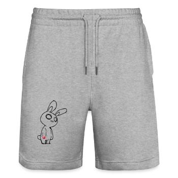 Zombie Hase – Gothic Bunny Halloween Blut Shirt - Stanley/Stella Unisex Bio Joggingshorts Trainer  - Grau meliert - Vorne - Nik (191cm) & Marisol (170cm)